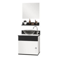 Kit com cuba, prateleira e espelho Avanti Branco/Onix ASTRAL DESIGN