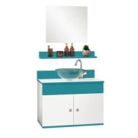 Kit Avanti 60 com Cuba e Espelho Branco/Azul ASTRAL DESIGN