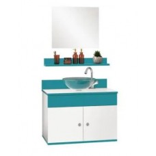 Kit Avanti 60 com Cuba e Espelho Branco/Azul ASTRAL DESIGN