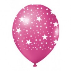 Balão Decorativo Nº9 Estrela Branca com Rosa c/25