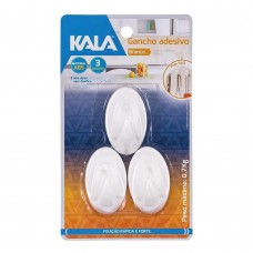 Gancho Branco Adesivo 1,0Kg com 3 Peças - Kala
