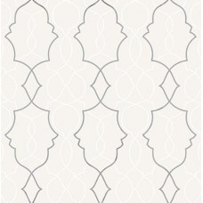 Papel de Parede Arabesco Bege/Prata 52cmx10m