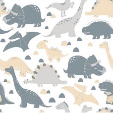 Papel de Parede 7425 Infantil Dino Cinza e Bege 10mx52cm