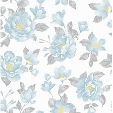 Papel de Parede 6914 Floral Azul/Branco 1000x52 cm