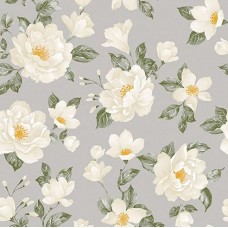 Papel de Parede 6913 Floral Branco/Cinza 1000x52 cm