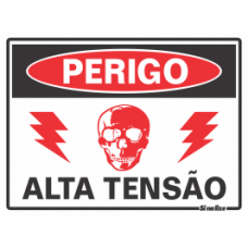 Placa em Poliestireno 15X20CM - PERIGO ALTA TENSAO