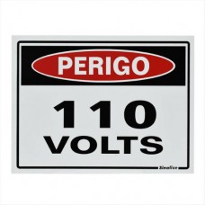 Placa em Poliestireno 15X20CM - PERIGO 110 VOLTS