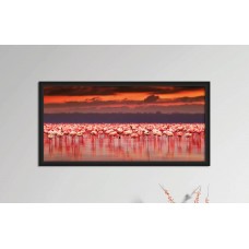 Quadro Decorativo Grande Flamingos Africanos 124,5,x62,3cm PLASBIL